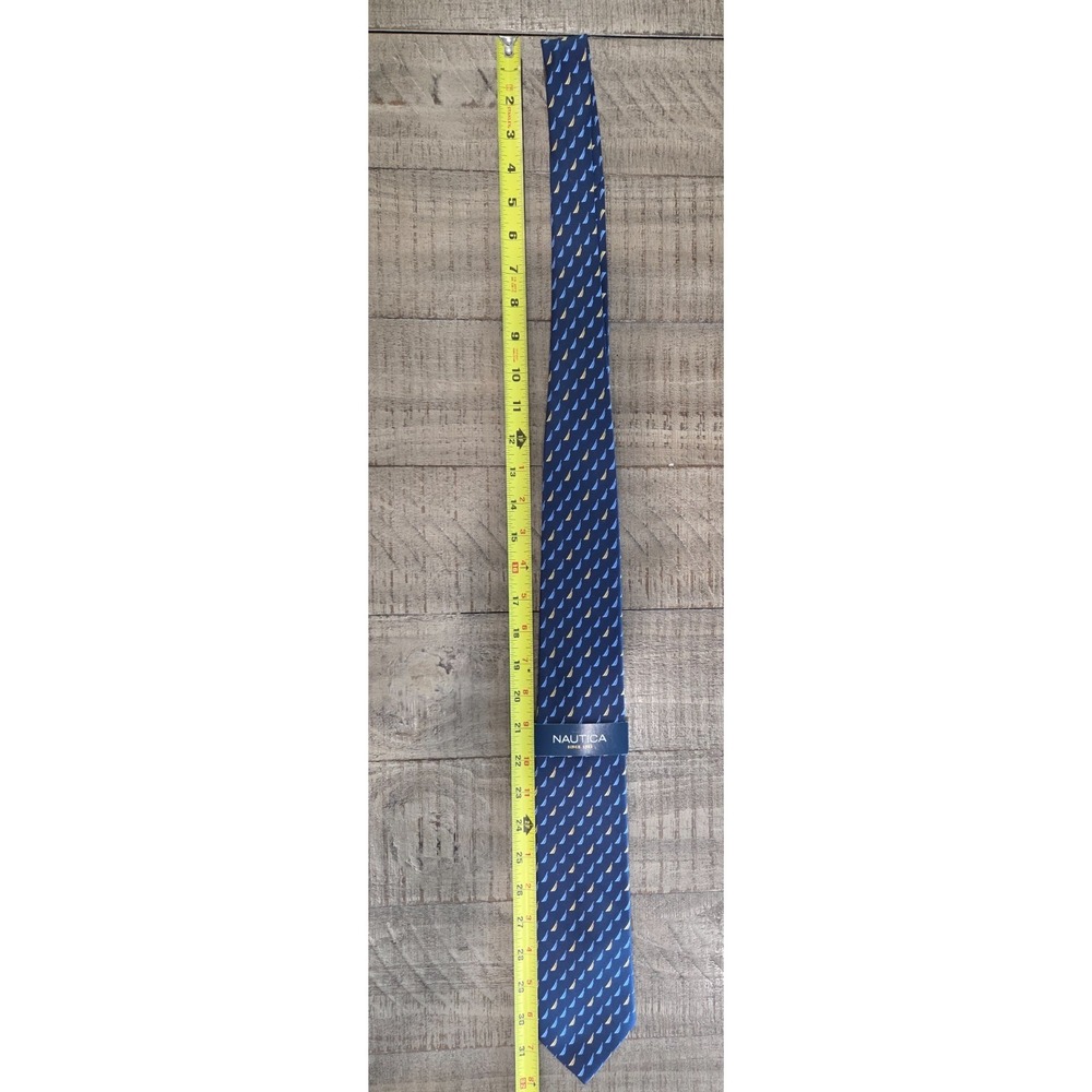 Mens Nautica Blue Silk Tie New with Tag Featuring Small Sailboat Micro Pattern